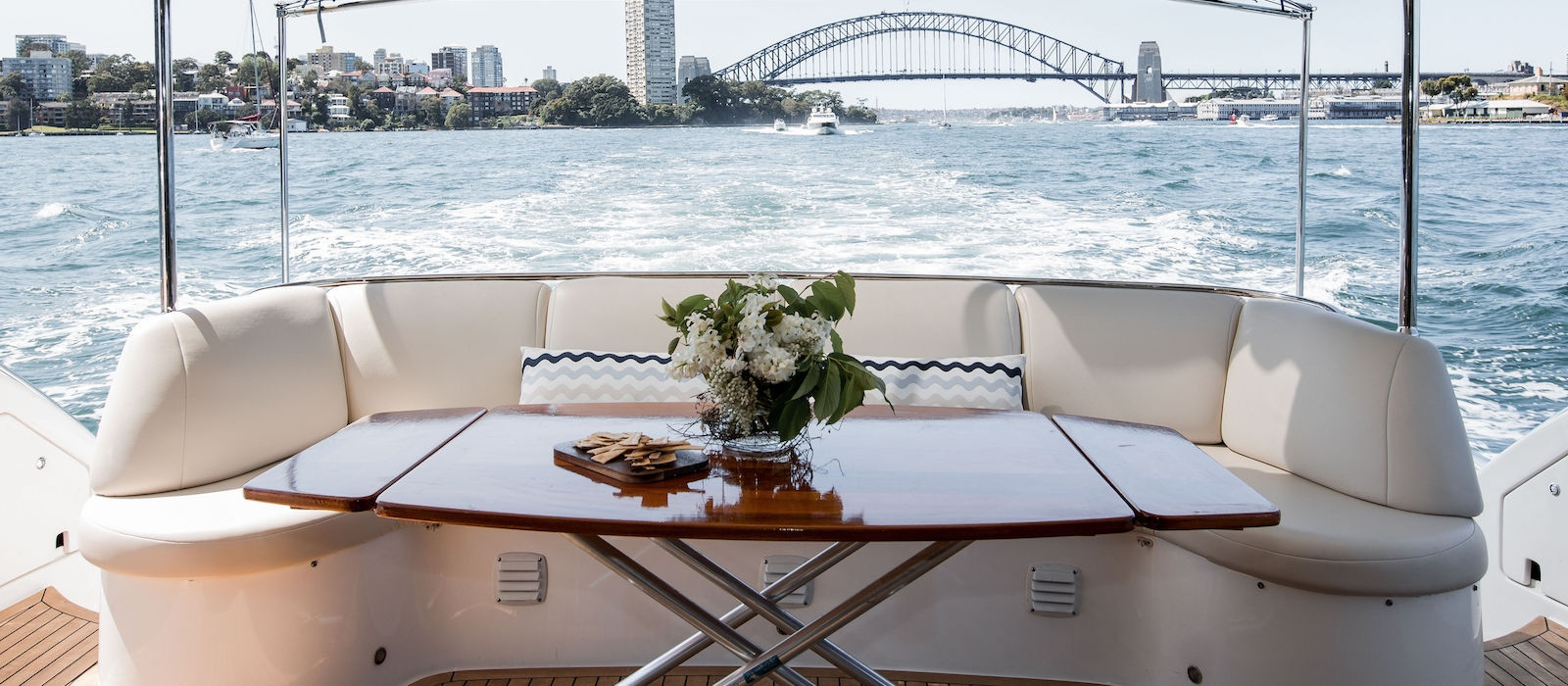 Aft deck on Enigma luxury boat hire