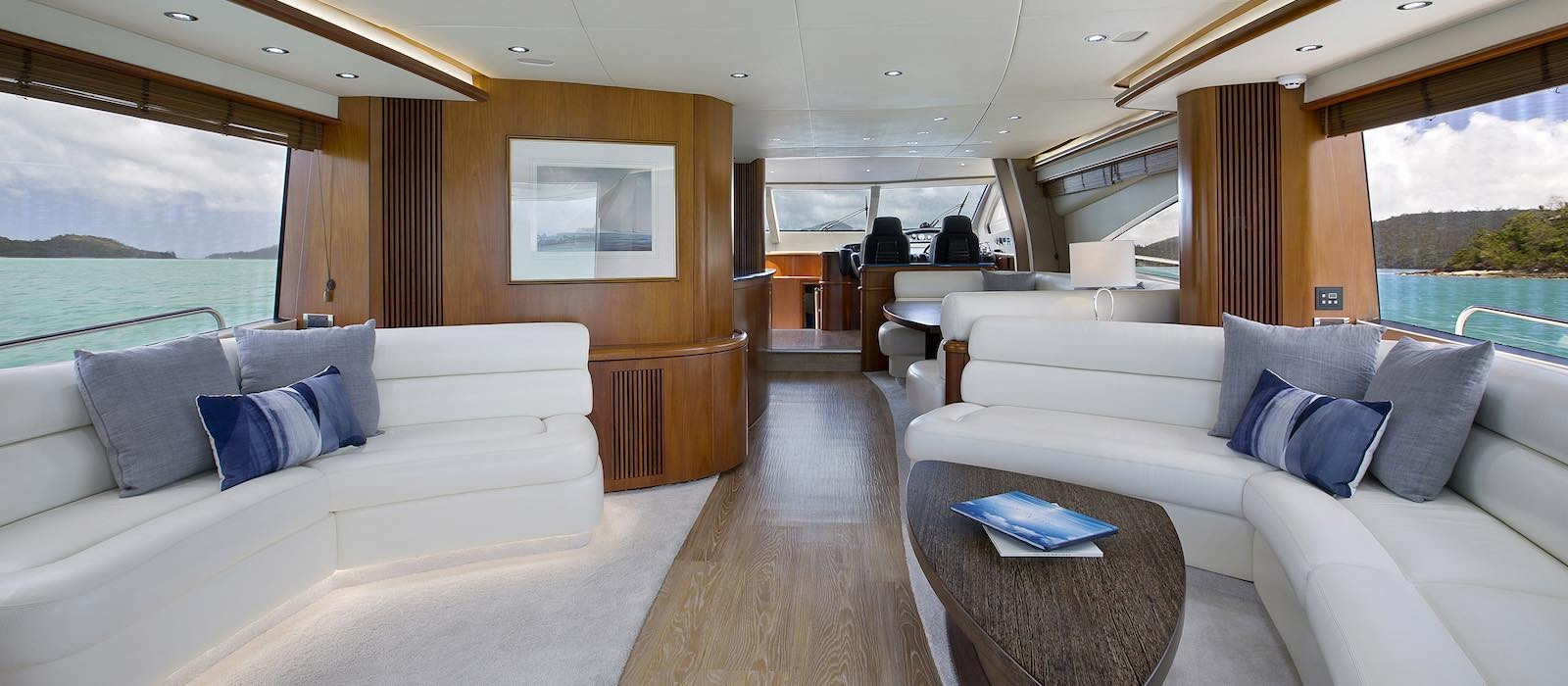 Main lounge on Alani luxury boat hire