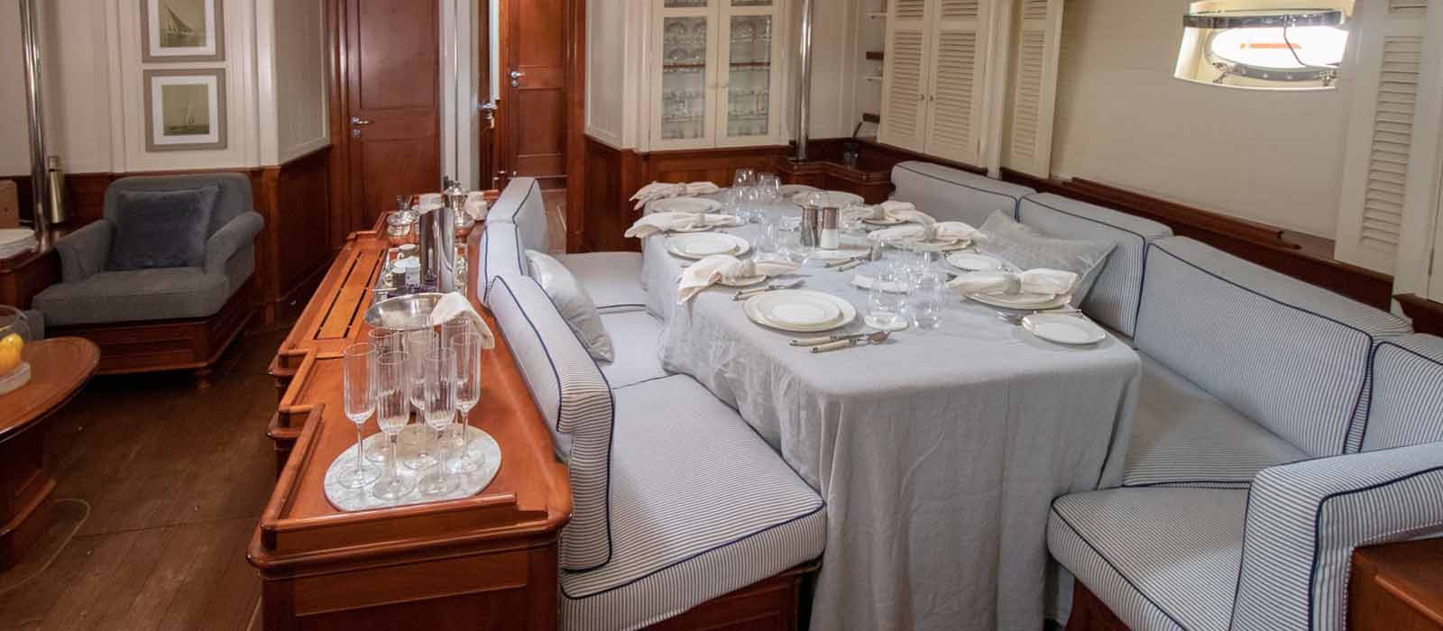 Atao Luxury Boat Hire formal dining setting