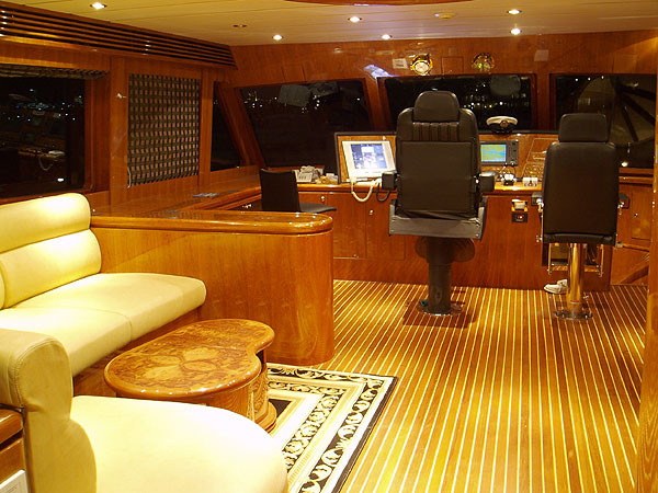 Flybridge and cockpit on Oceanos luxury boat hire