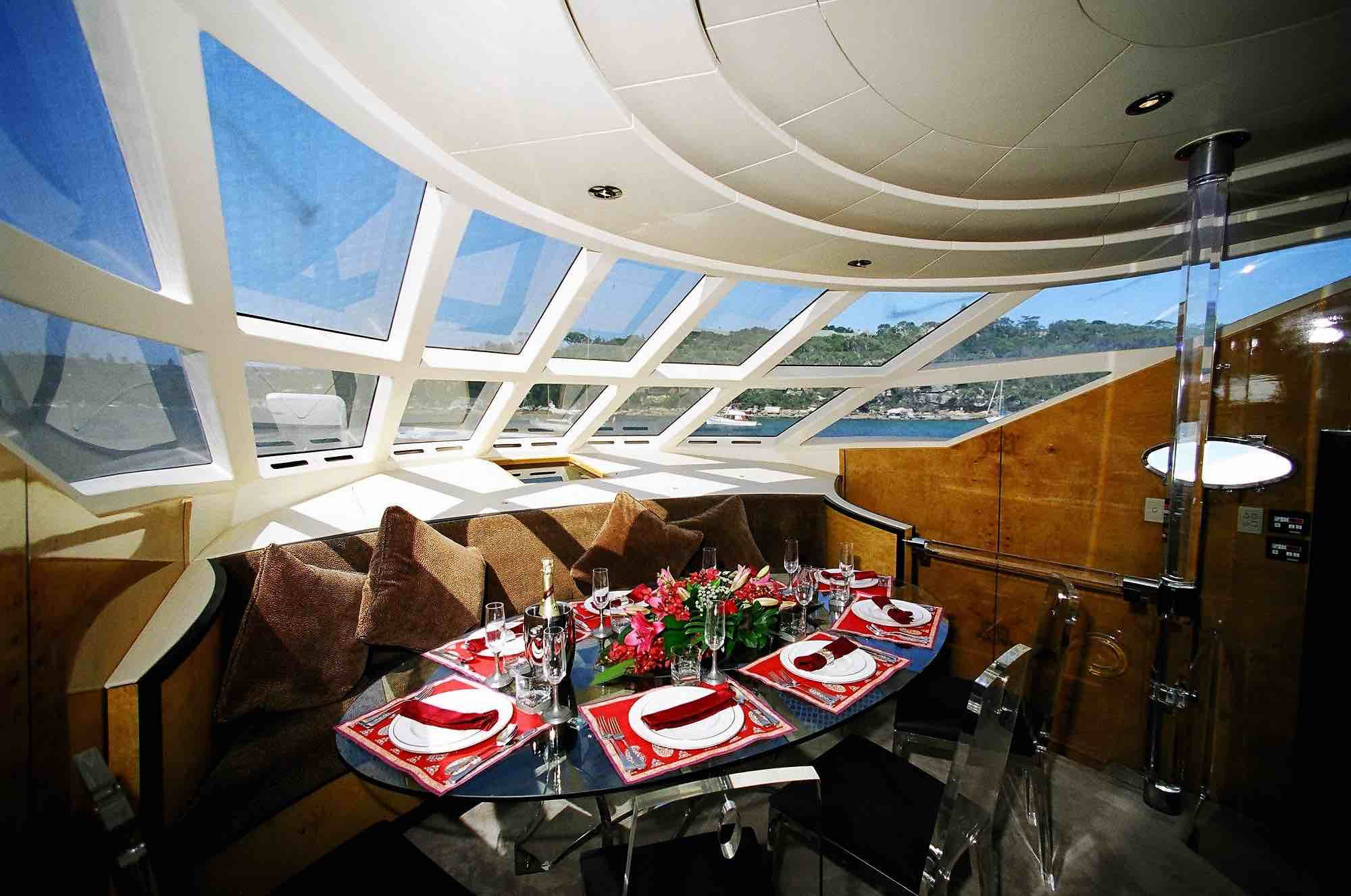 luxury boat hire on Galaxy I formal dining