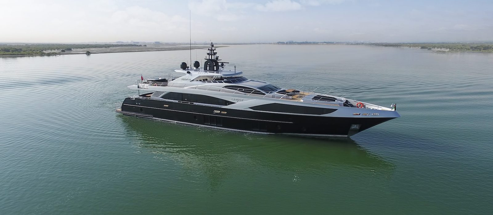 Aerial view of Ghost II luxury boat hire