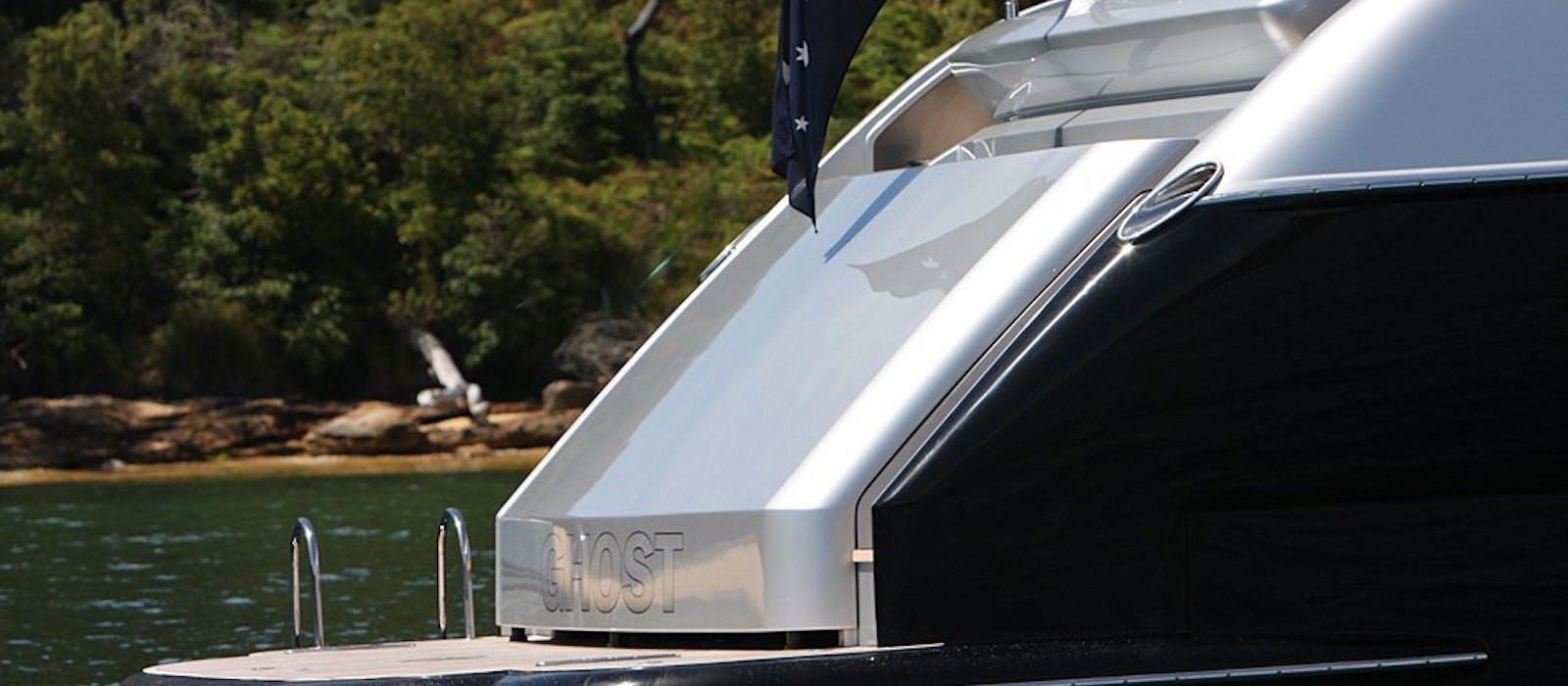 Swim platform on Ghost I luxury boat hire