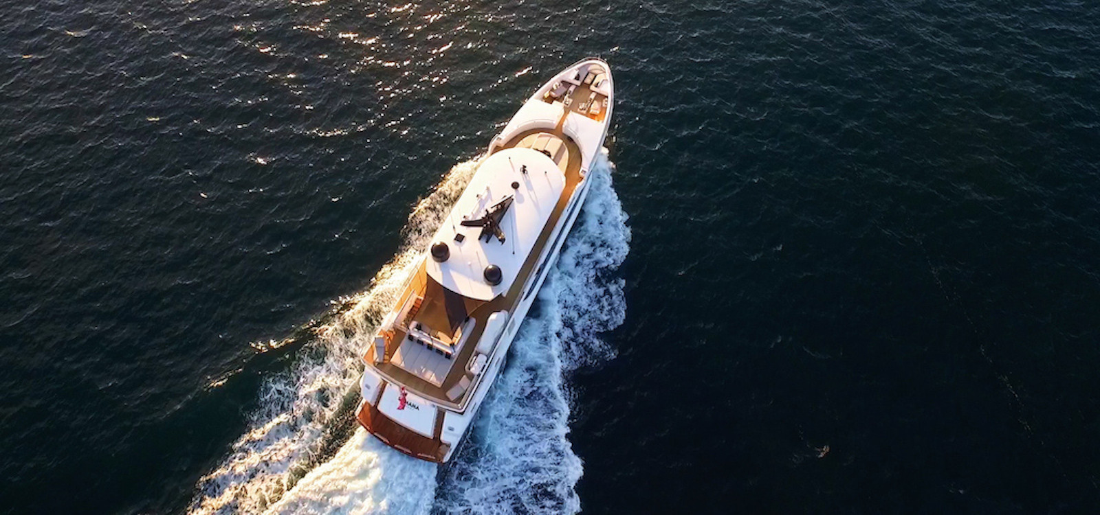 Aerial top view of Sahana luxury boat hire