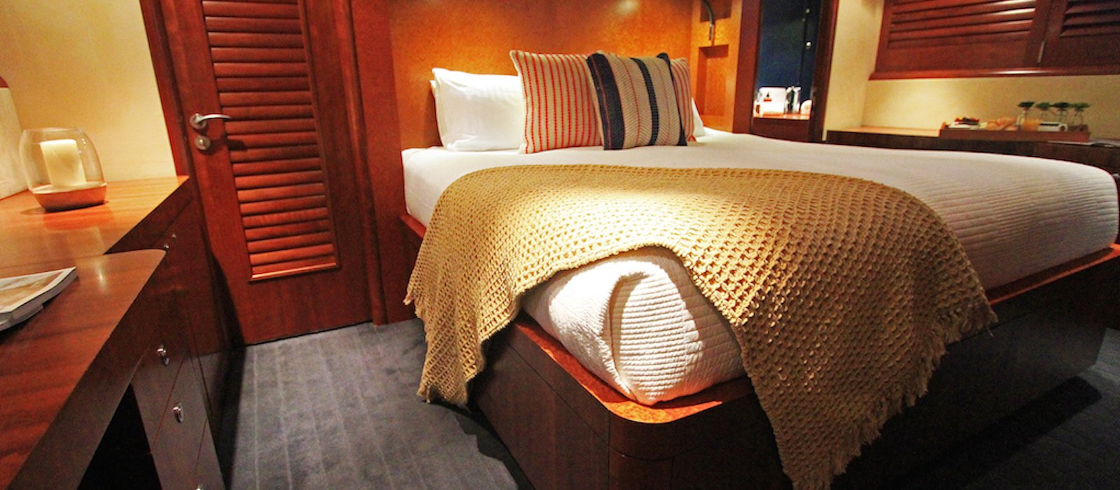 Master cabin on luxury charter boat Element