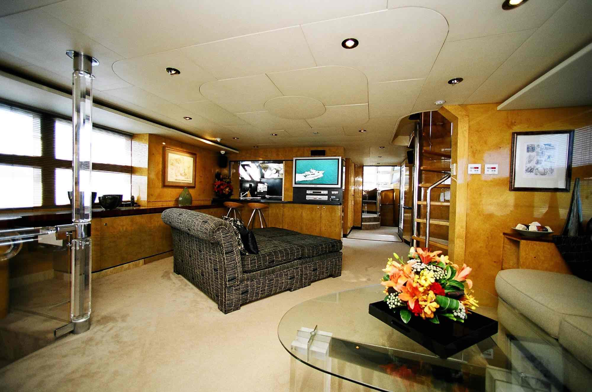 Main lounge of Galaxy I luxury boat hire