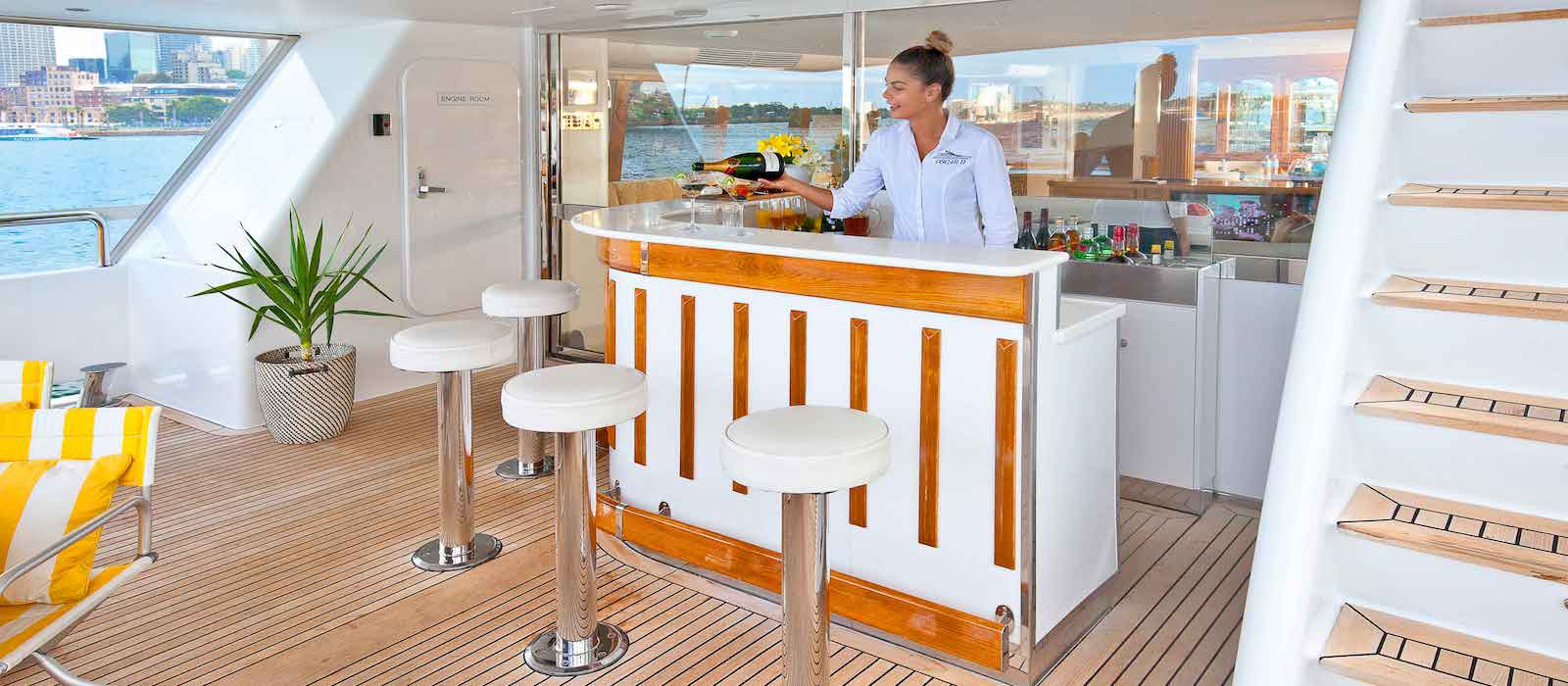 Bar service on Oscar II superyacht hire