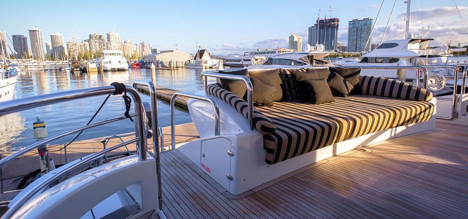 luxury boat hire on Seven Star flybridge