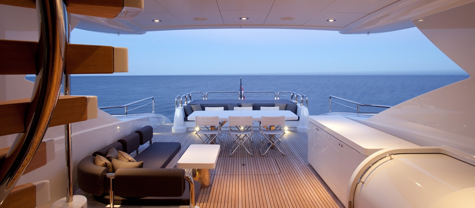 Quantum super yacht hire aft deck lounge looking out