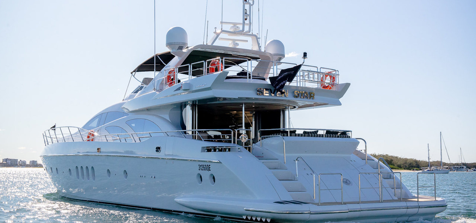 Stern view of superyacht hire on Seven Star