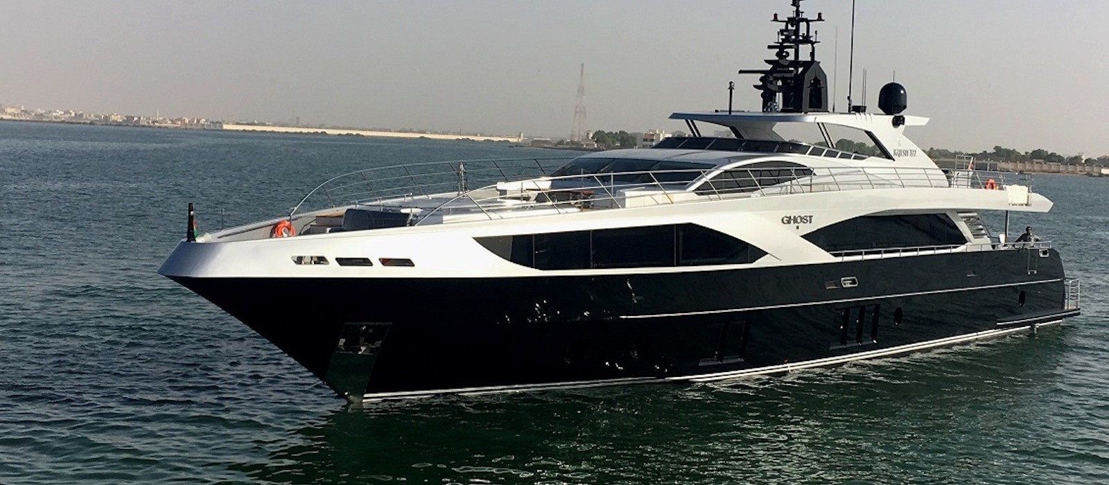 Bow view of Ghost II superyacht hire