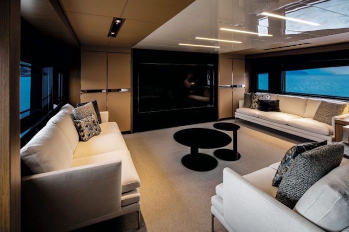 Lower lounge on Riva 100 Luxury Super Yacht
